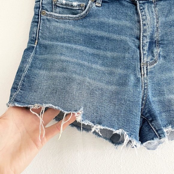 Paige Denim Cut Off Jean Shorts Size 28 Stretchy Raw Hem Frayed Distressed Beach - Picture 5 of 16